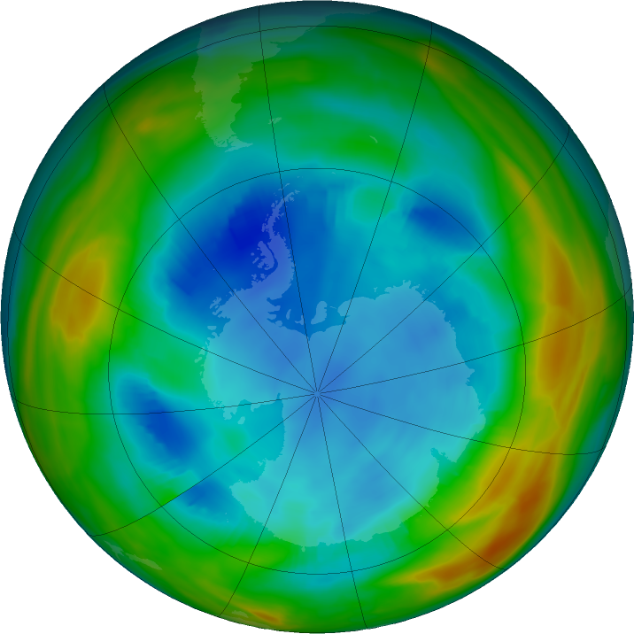 Antarctic ozone map for 06 August 2017